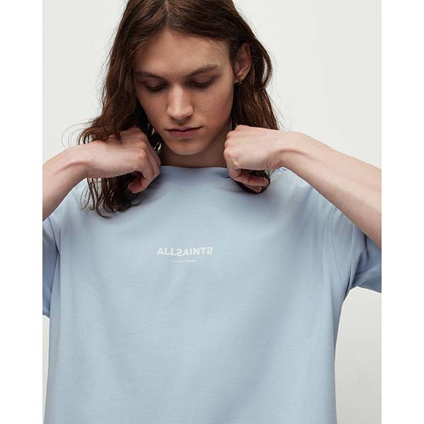 Allsaints Australia Mens Subverse Embroidered Oversized T-Shirt Blue AU52-074